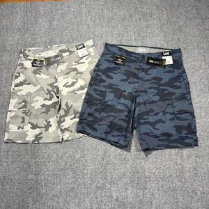 Lee Cargo Shorts Mens 32 Camo White Blue Active Stretch Motion Flex